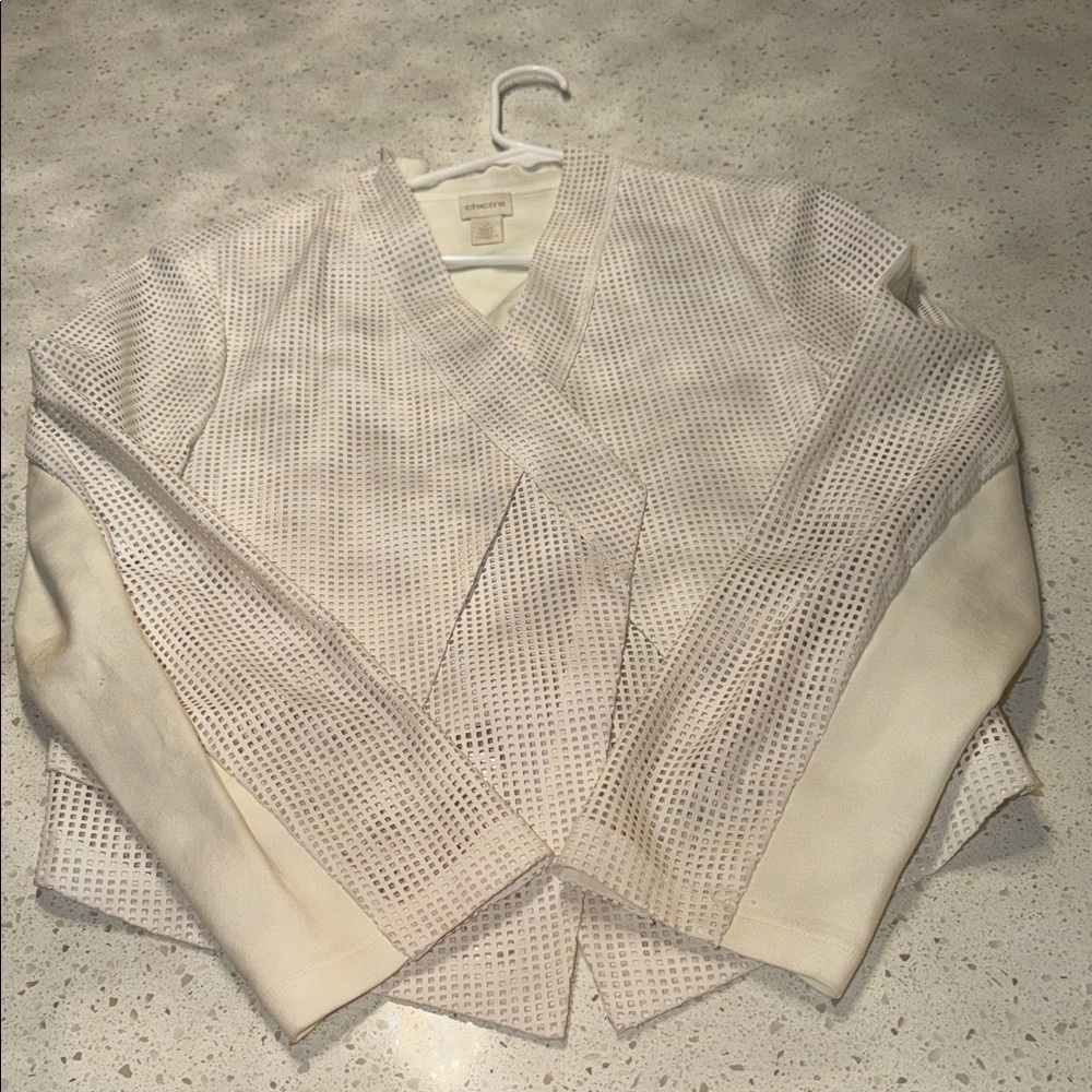 Chico's Elegant Cream Knit Cardigan